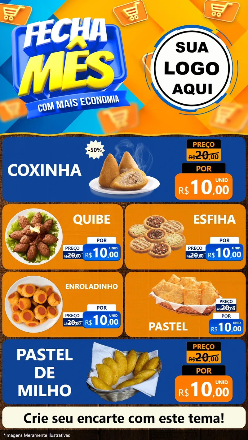 Modelo de TV para TV Vertical com o tema Fecha Mês Com Mais Economia para Salgadaria
