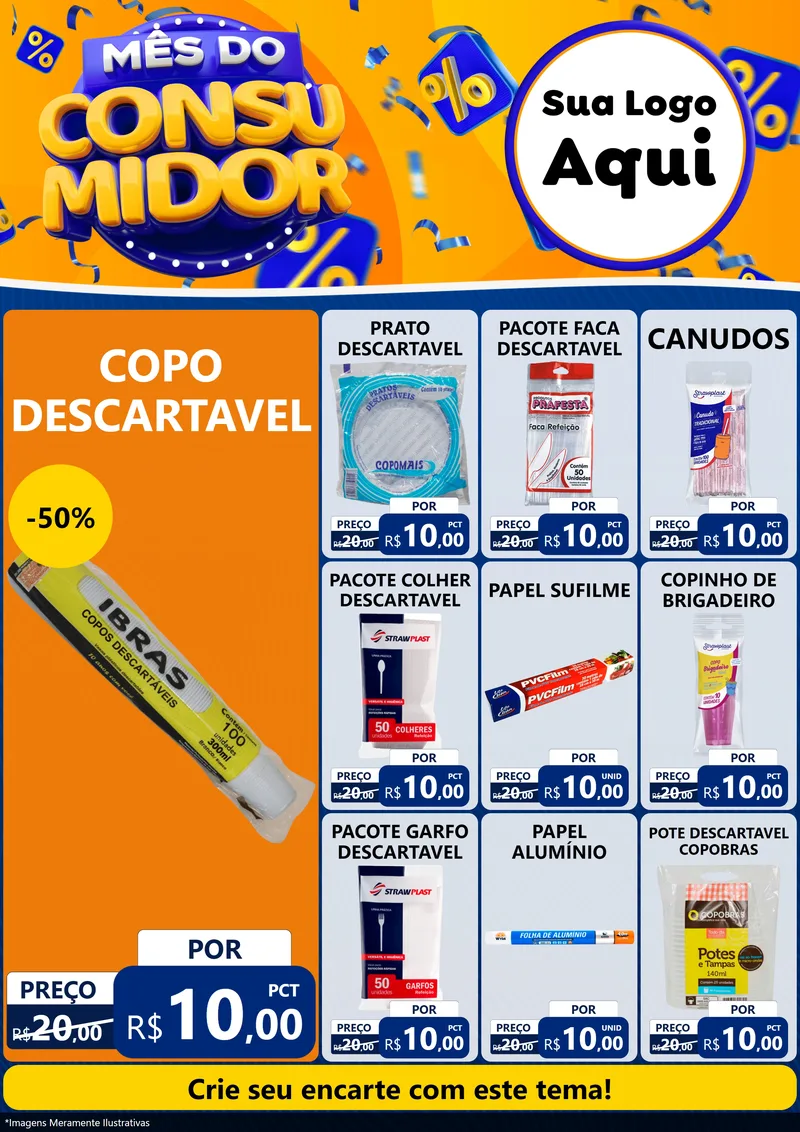 Modelo de Encarte para Encarte A4 Vertical com o tema Mês do Consumidor para Embalagens