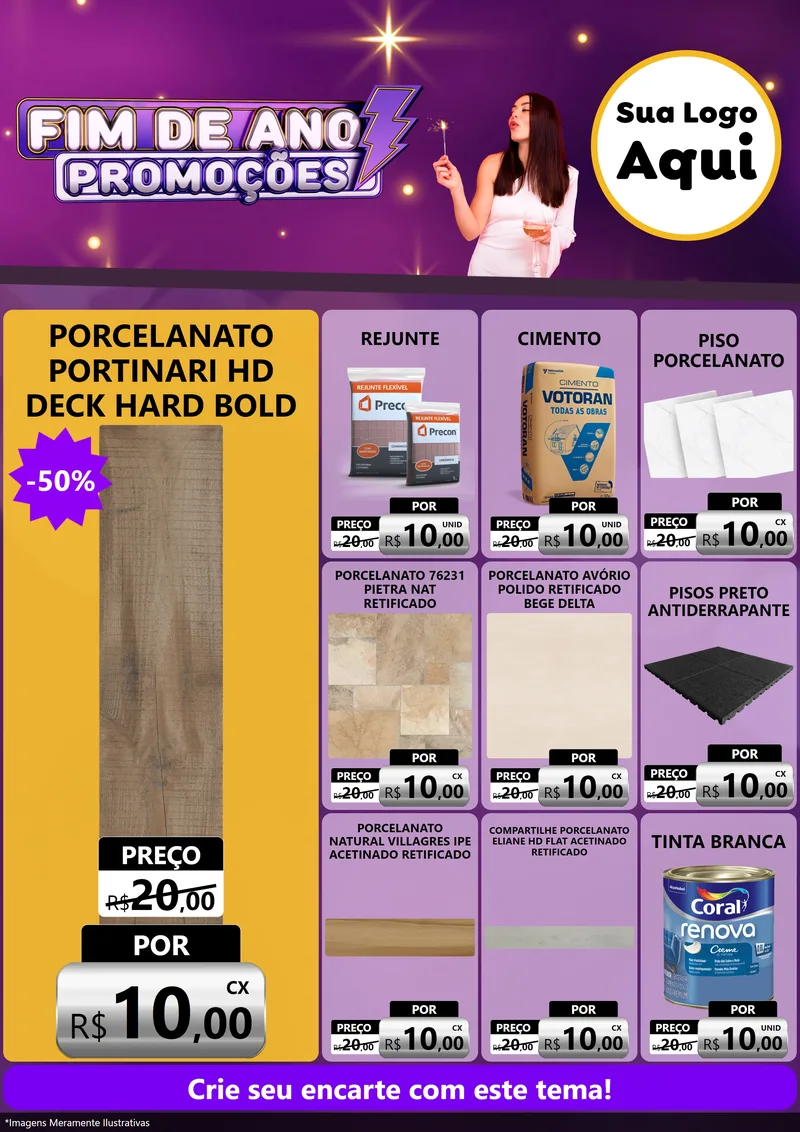 Modelo de Encarte para Encarte A4 Vertical com o tema Fim de Ano Promoções para Pisos e revestimentos