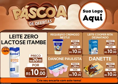 Modelo de Encarte para Encarte A4 Horizontal com o tema Páscoa de Ofertas para Frios e Laticínios