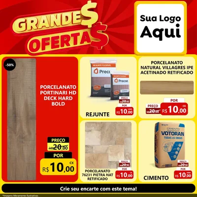 Modelo de Rede Social para Feed Facebook com o tema Grandes Ofertas para Pisos e revestimentos