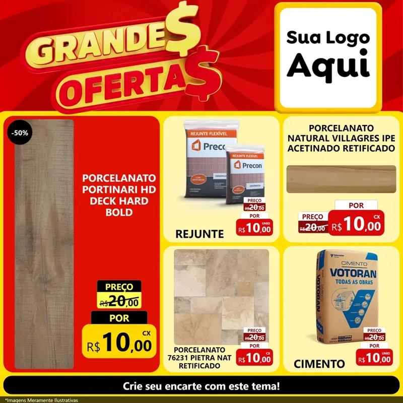 Modelo de Rede Social para Feed Facebook com o tema Grandes Ofertas para Pisos e revestimentos