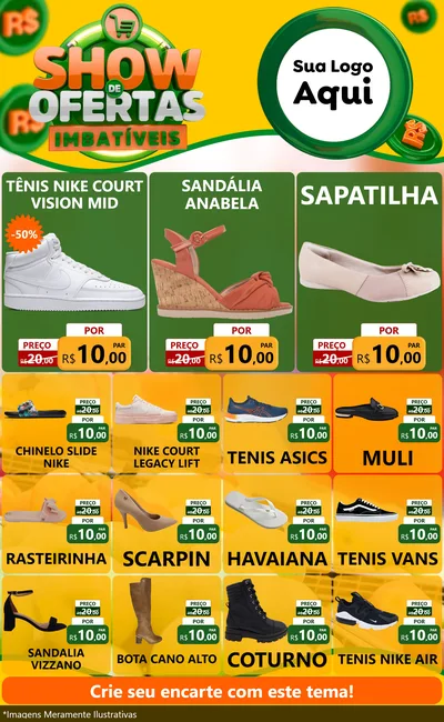 Modelo de Encarte para Encarte Grande com o tema Show de Ofertas Imbatíveis para Calçados