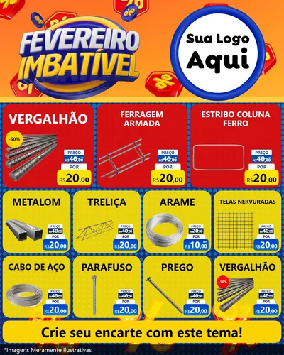 Modelo de Rede Social para Feed Instagram com o tema Fevereiro Imbatível para Ferragens