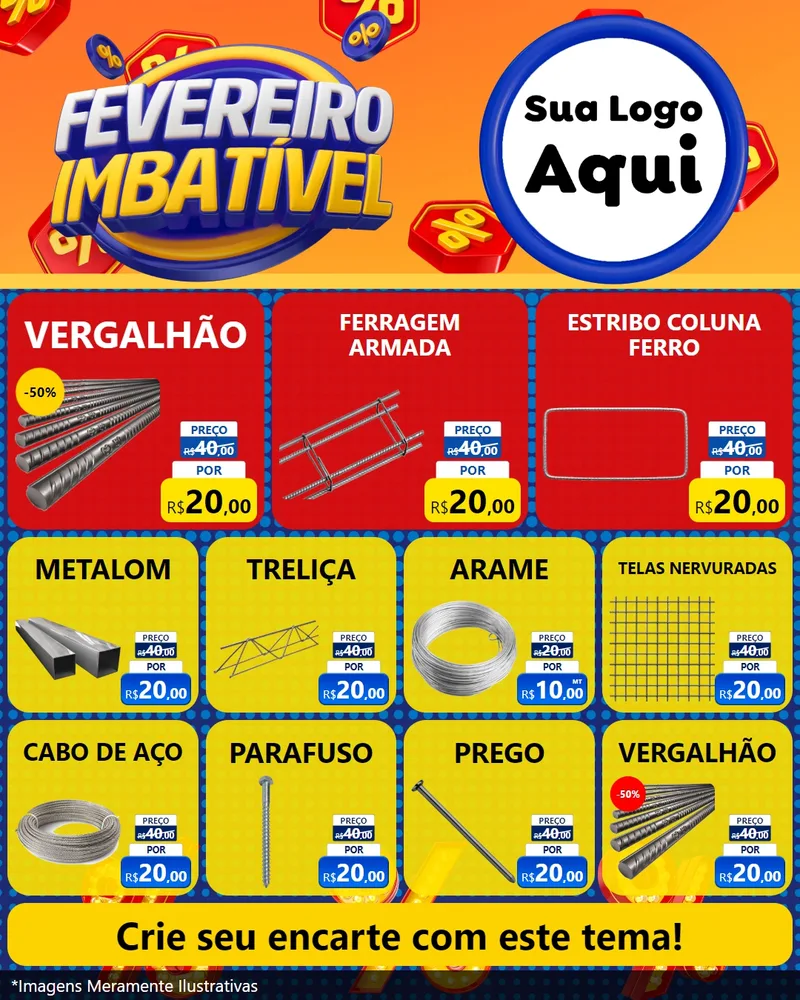 Modelo de Rede Social para Feed Instagram com o tema Fevereiro Imbatível para Ferragens
