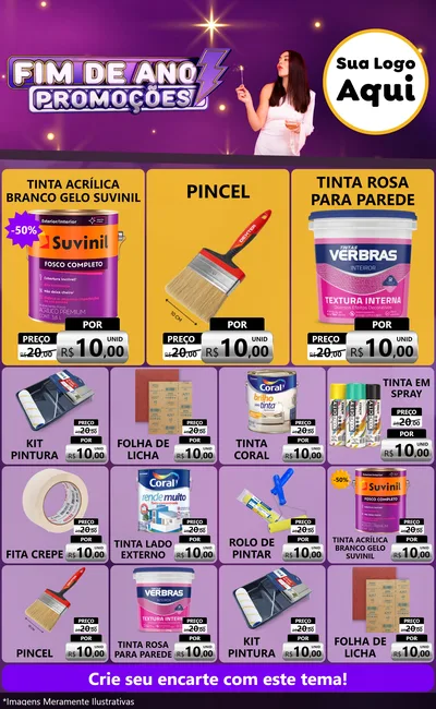 Modelo de Encarte para Encarte Grande com o tema Fim de Ano Promoções para Tintas e Ferramentas