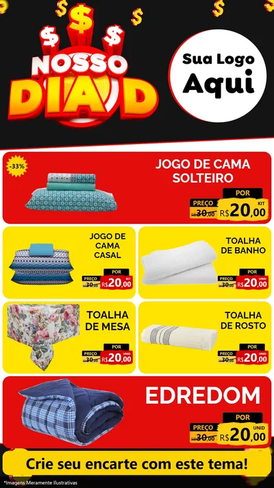 Modelo de TV para TV Vertical com o tema Nosso Dia D para Cama, Mesa e Banho
