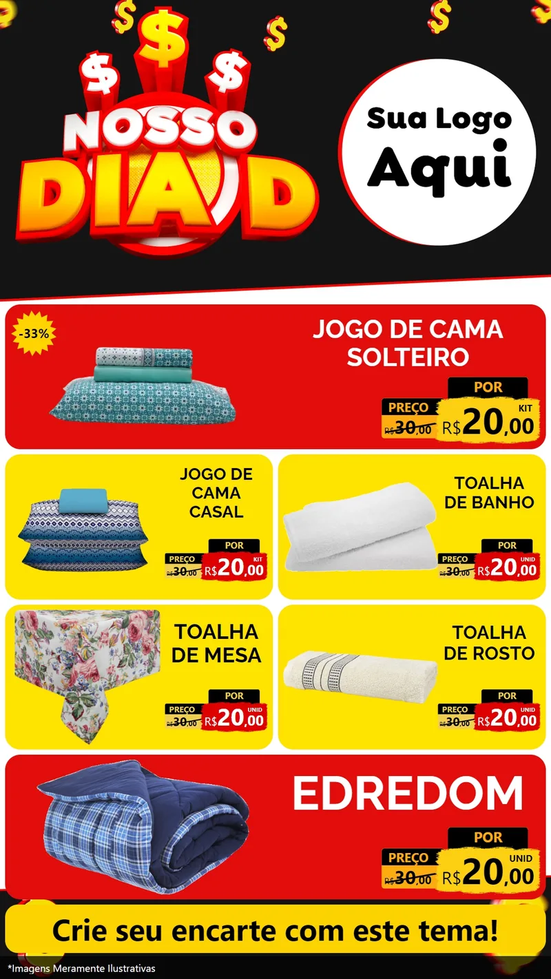 Modelo de TV para TV Vertical com o tema Nosso Dia D para Cama, Mesa e Banho