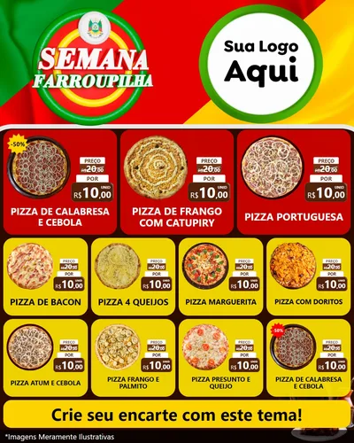 Modelo de Rede Social para Feed Instagram com o tema Semana Farroupilha para Pizzaria