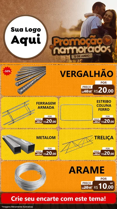 Modelo de TV para TV Vertical com o tema Promoção Namorados para Ferragens