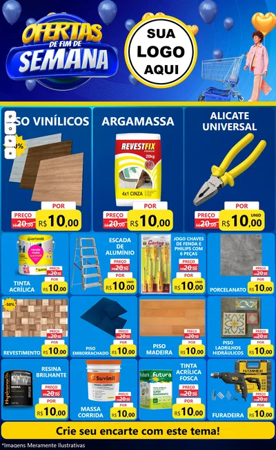 Modelo de Encarte para Encarte Grande com o tema Ofertas de Fim de Semana para Material para Construção