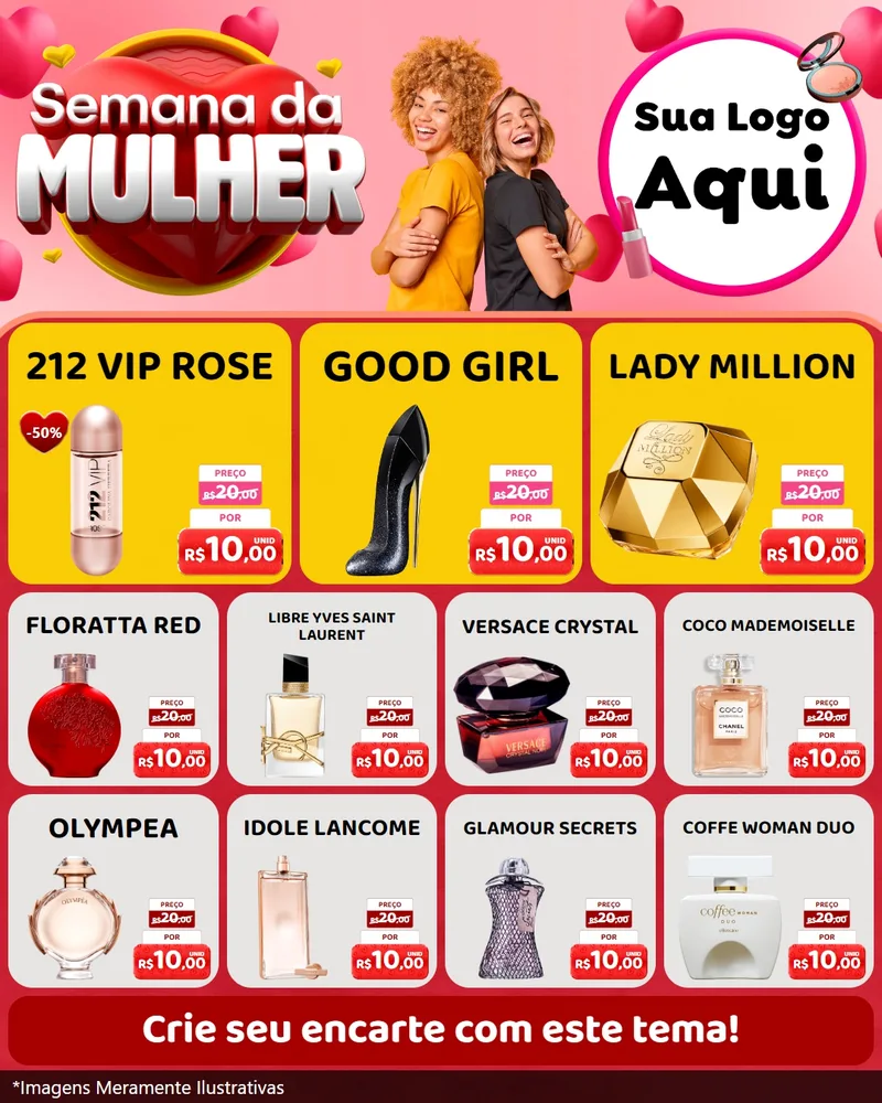 Modelo de Rede Social para Feed Instagram com o tema Semana da Mulher para Perfumes