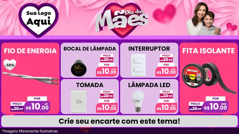 Modelo de TV para TV Horizontal com o tema Dia das Mães para Materiais Elétricos
