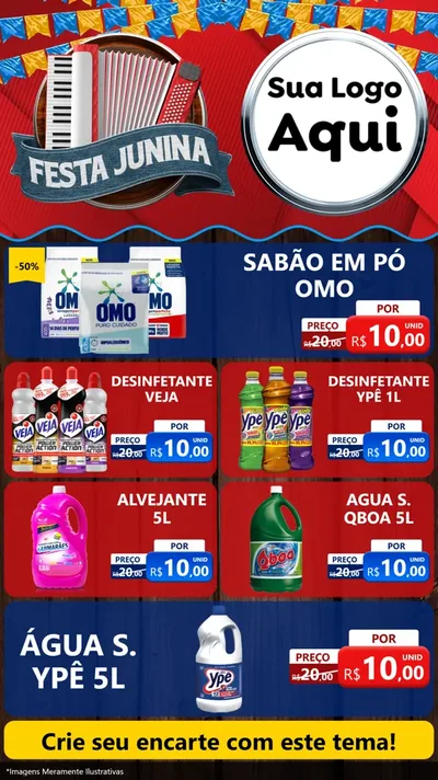Modelo de TV para TV Vertical com o tema Festa Junina para Produtos de Limpeza