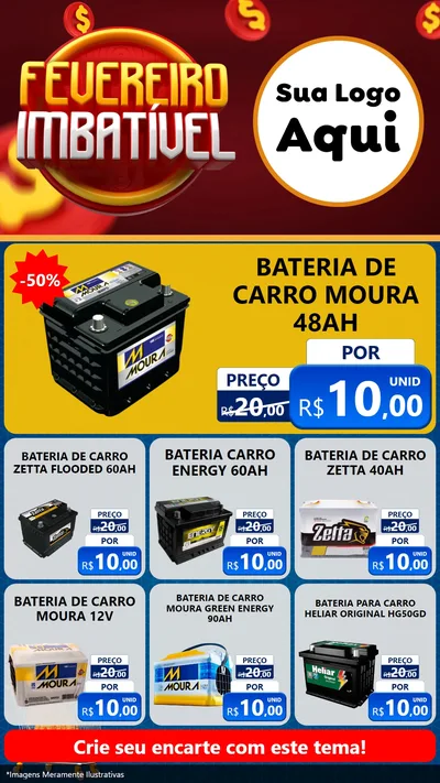 Modelo de Rede Social para Stories com o tema Fevereiro Imbatível para Baterias Elétricas
