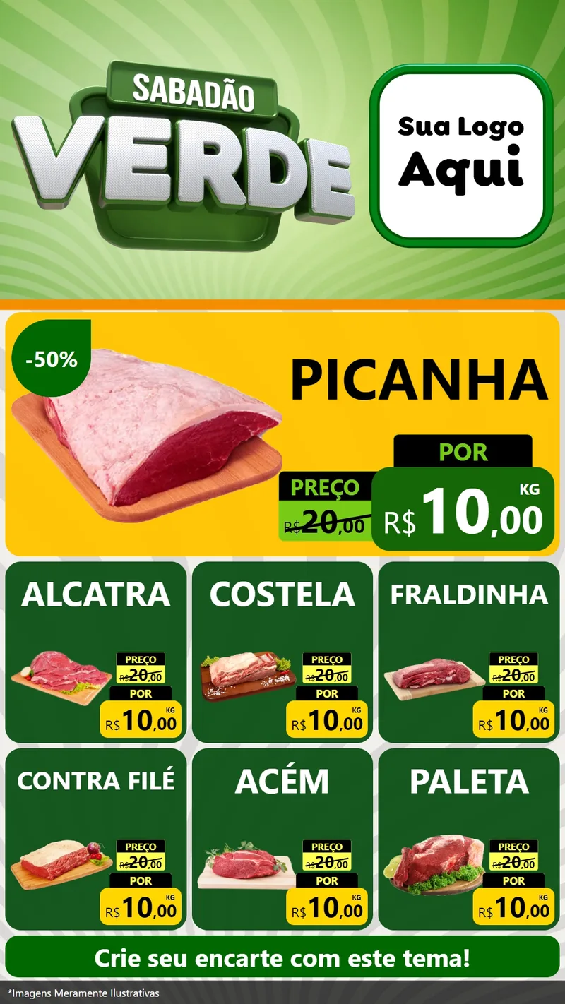 Modelo de Rede Social para Stories com o tema Sabadão Verde para Açougue