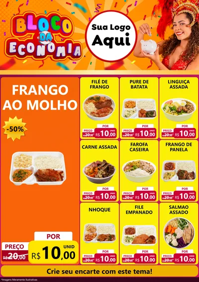 Modelo de Encarte para Encarte A4 Vertical com o tema Bloco da Economia para Restaurante