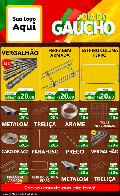 Modelo de Encarte para Encarte Grande com o tema Dia do Gaúcho para Ferragens