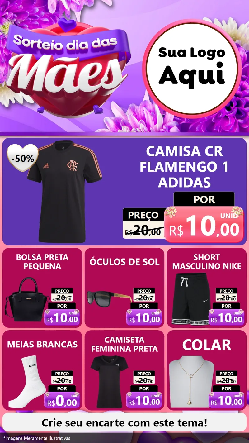 Modelo de Rede Social para Stories com o tema Sorteio Dia das Mães para Roupas e acessórios