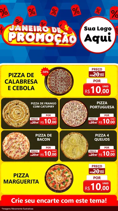 Modelo de TV para TV Vertical com o tema Janeiro de Promoção para Pizzaria