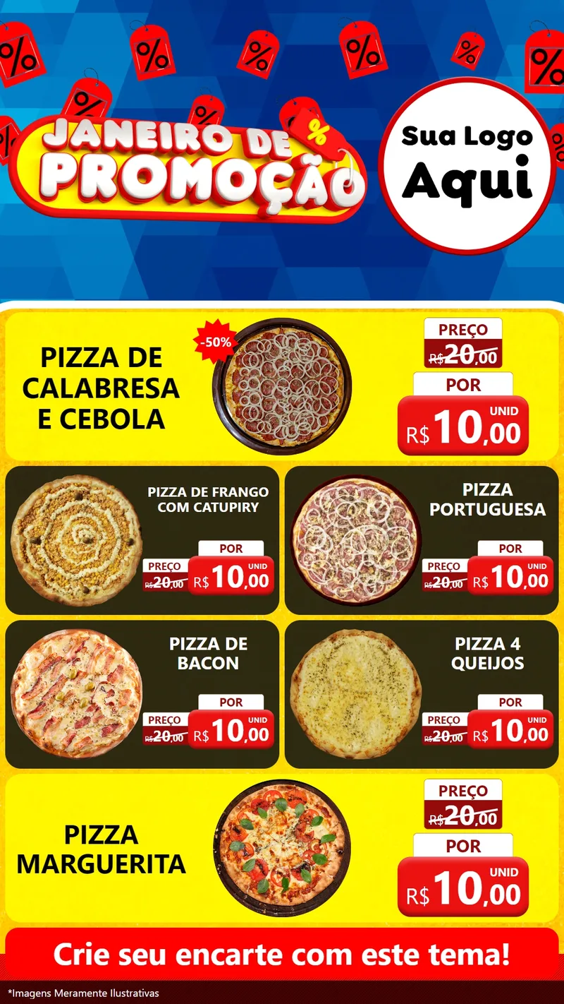 Modelo de TV para TV Vertical com o tema Janeiro de Promoção para Pizzaria