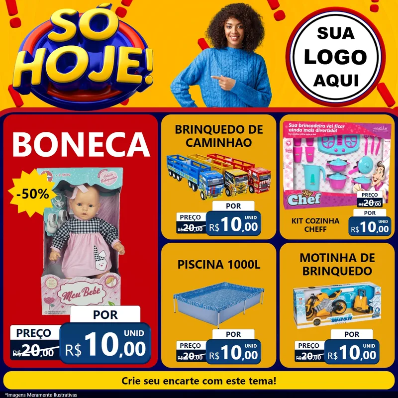 Modelo de Rede Social para Feed Facebook com o tema Só Hoje! para Brinquedos