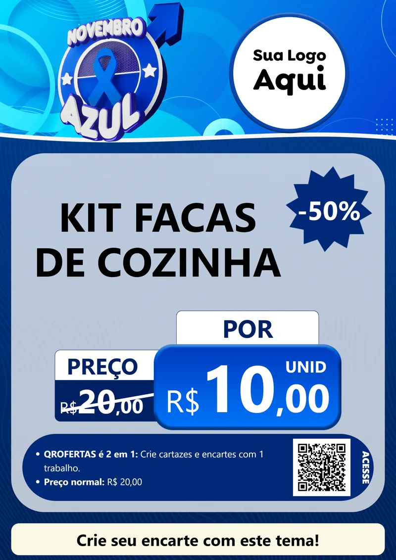 Modelo de Cartaz para Cartaz A4 Vertical com o tema Novembro Azul para Utilidades Domésticas