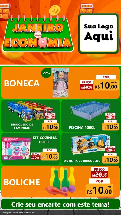 Modelo de TV para TV Vertical com o tema Janeiro da Economia para Brinquedos
