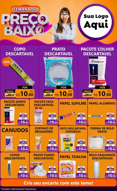 Modelo de Encarte para Encarte Grande com o tema Semana do Preço Baixo para Embalagens
