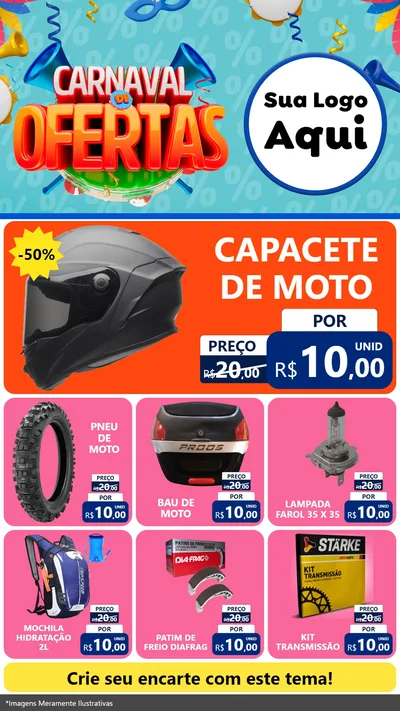 Modelo de Rede Social para Stories com o tema Carnaval de Ofertas para Moto peças