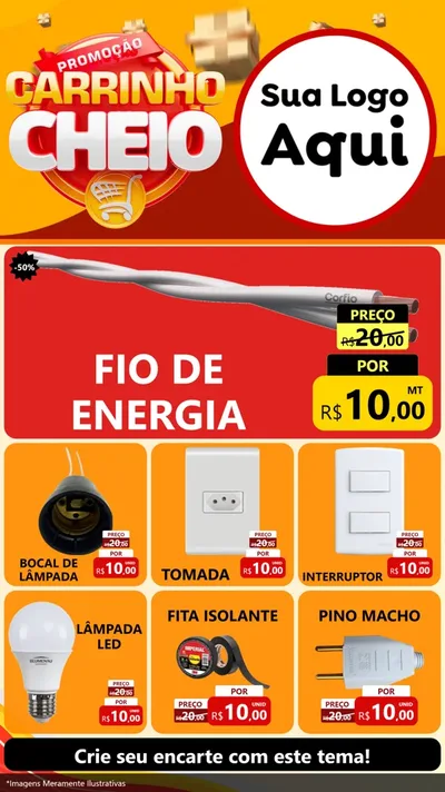 Modelo de Rede Social para Stories com o tema Promoção carrinho cheio para Materiais Elétricos