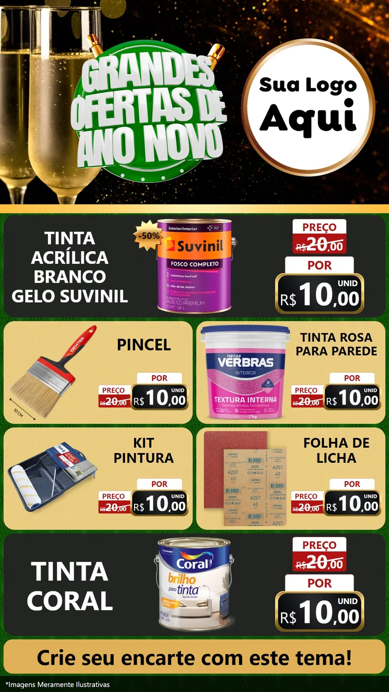 Modelo de TV para TV Vertical com o tema Grandes Ofertas de Ano Novo para Tintas e Ferramentas