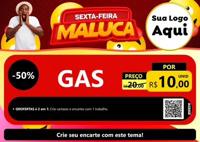 Modelo de Cartaz para Cartaz A4 Horizontal com o tema Sexta-feira Maluca para Água e gás