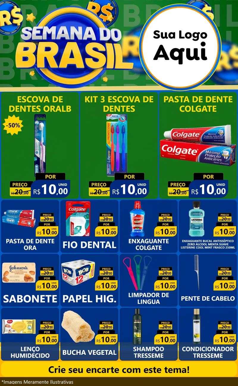 Modelo de Encarte para Encarte Grande com o tema Semana Do Brasil para Higiene Pessoal