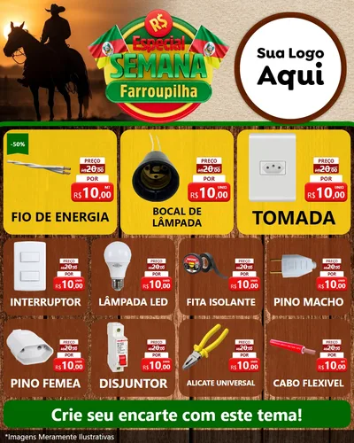 Modelo de Rede Social para Feed Instagram com o tema Especial Semana Farroupilha para Materiais Elétricos