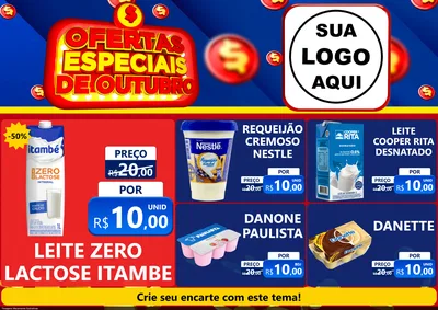 Modelo de Encarte para Encarte A4 Horizontal com o tema Ofertas Especiais de Outubro para Frios e Laticínios