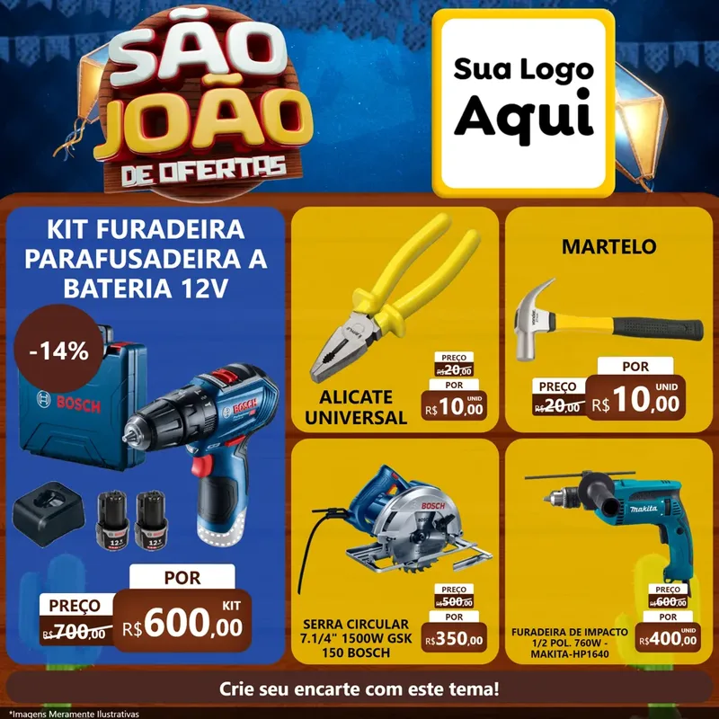 Modelo de Rede Social para Feed Facebook com o tema São João Ofertas Imbatíveis! - Junina para Maquinas e Ferramentas