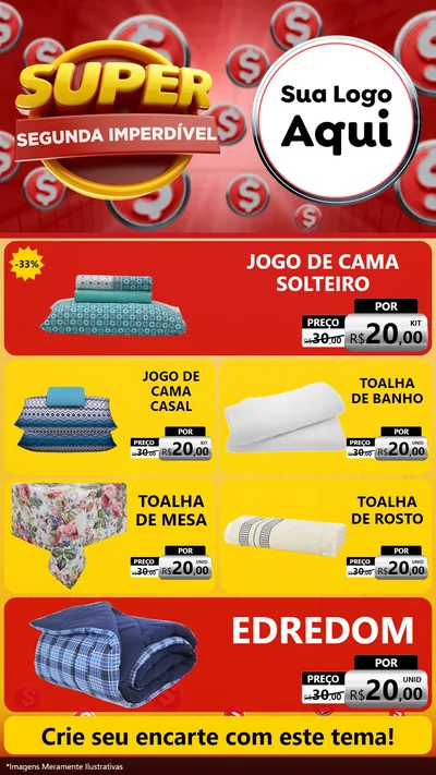 Modelo de TV para TV Vertical com o tema Super Segunda Imperdível para Cama, Mesa e Banho
