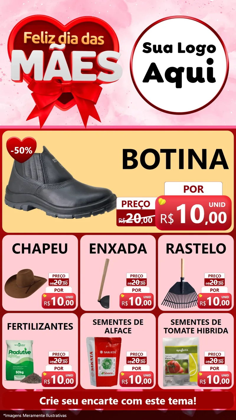 Modelo de Rede Social para Stories com o tema Feliz Dia Das Mães para Agropecuária