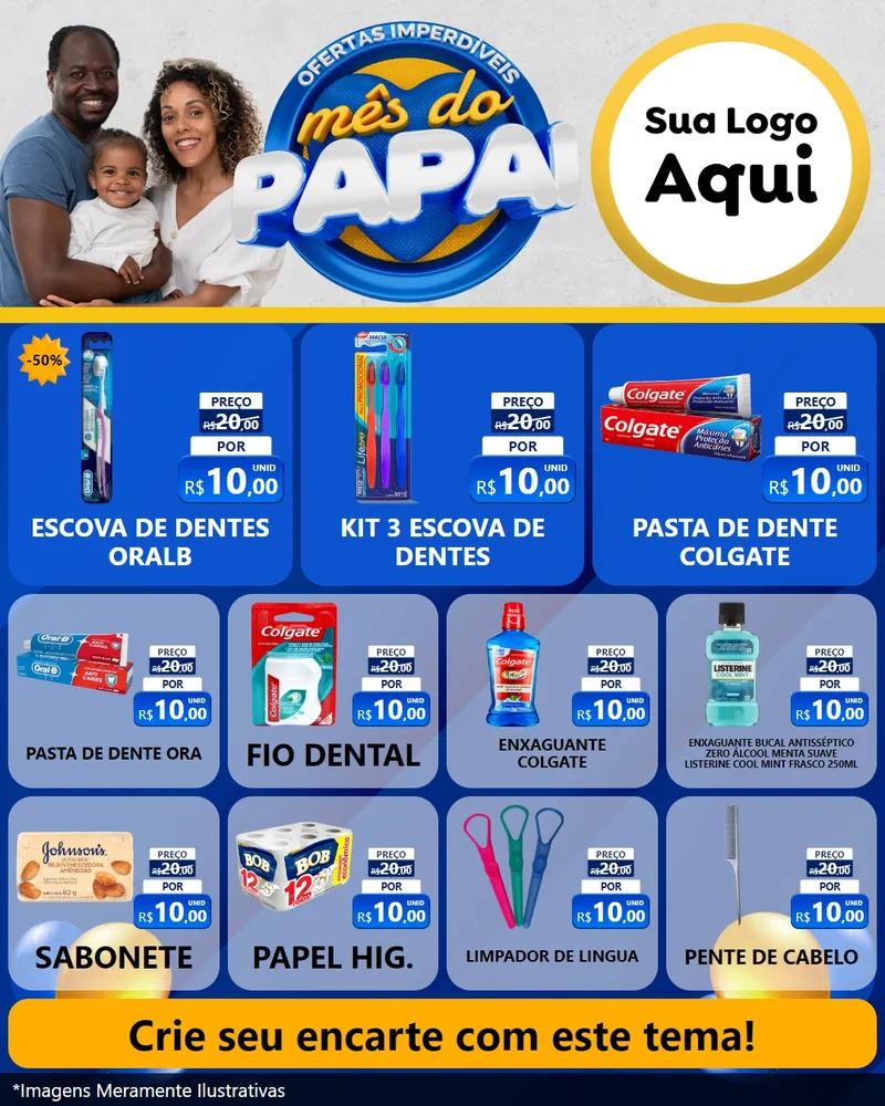 Modelo de Rede Social para Feed Instagram com o tema Ofertas Imperdíveis Mês Do Papai para Higiene Pessoal