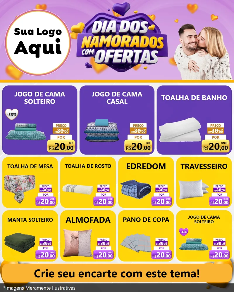 Modelo de Rede Social para Feed Instagram com o tema Dia Dos Namorados Com Ofertas para Cama, Mesa e Banho