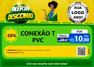 Modelo de Cartaz para Cartaz A4 Horizontal com o tema Alerta de Desconto para Tubos e conexões