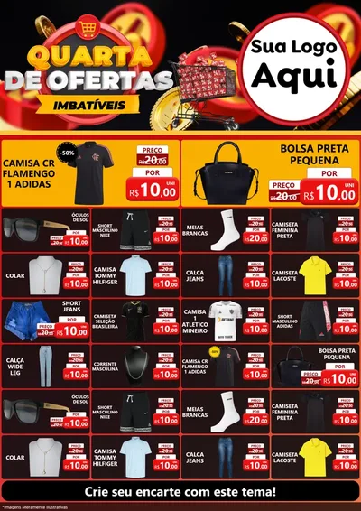 Modelo de Encarte para Encarte A4 Vertical com o tema Quarta de Ofertas Imbatíveis para Roupas e acessórios