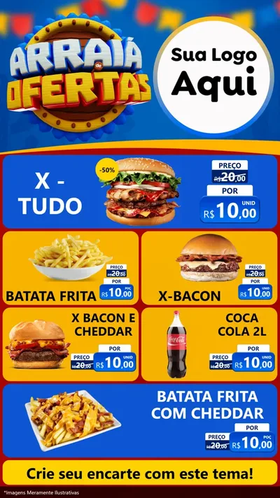 Modelo de TV para TV Vertical com o tema Arraiá de Ofertas - Junina para Hamburgueria