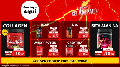 Modelo de TV para TV Horizontal com o tema Ofertas Relâmpago para Suplementos alimentares