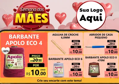 Modelo de Encarte para Encarte A4 Horizontal com o tema Semana das Mães para Armarinho e Aviamentos