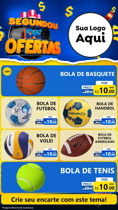 Modelo de TV para TV Vertical com o tema Segundou de Ofertas para Artigos Esportivos