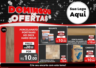 Modelo de Encarte para Encarte A4 Horizontal com o tema Domingou de Ofertas para Pisos e revestimentos