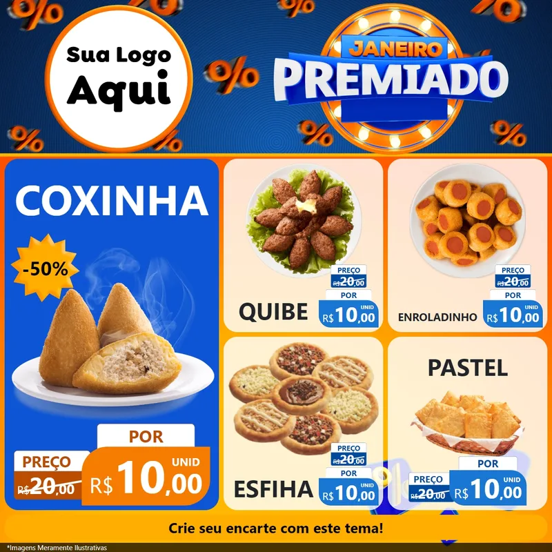 Modelo de Rede Social para Feed Facebook com o tema Janeiro Premiado para Salgadaria