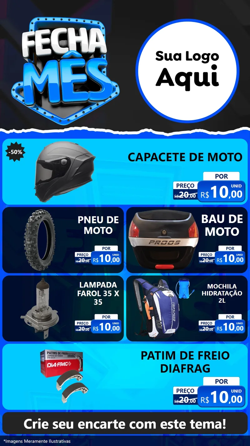 Modelo de TV para TV Vertical com o tema Fecha Mês para Moto peças